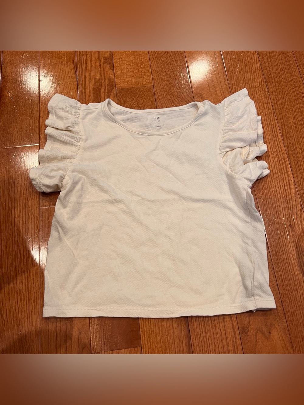 Gap Kids Girls beige ruffle sleeve flutter tee shirt Size L Large 10